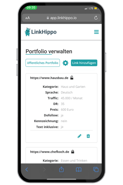 Webseiten Portfolio verwalten hell Webseiten Portfolio verwalten hell
